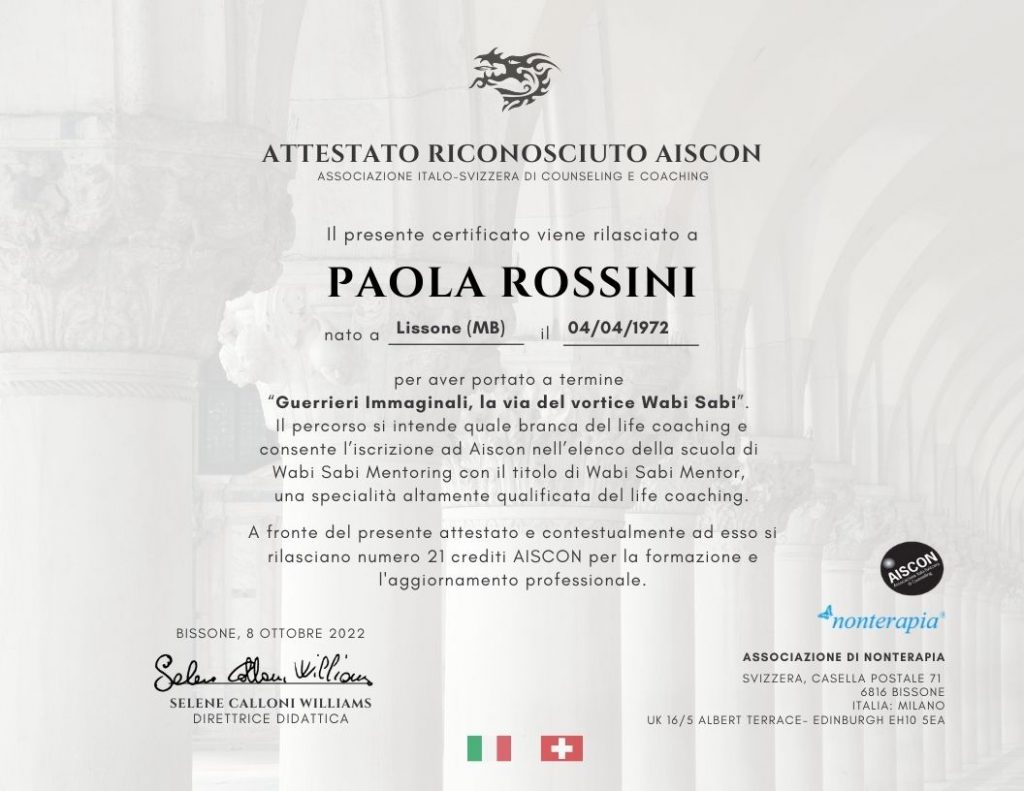 ATTESTATO Selene Calloni Williams
